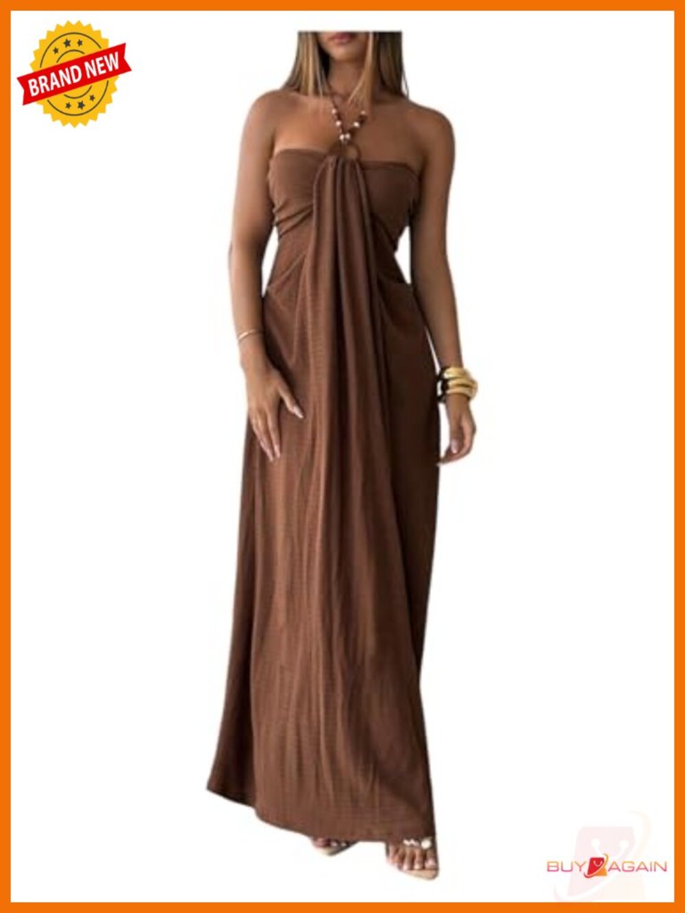 SHENHE Women's Boho Halter Ruched Sleeveless Backless Maxi Dress Summer Vacation